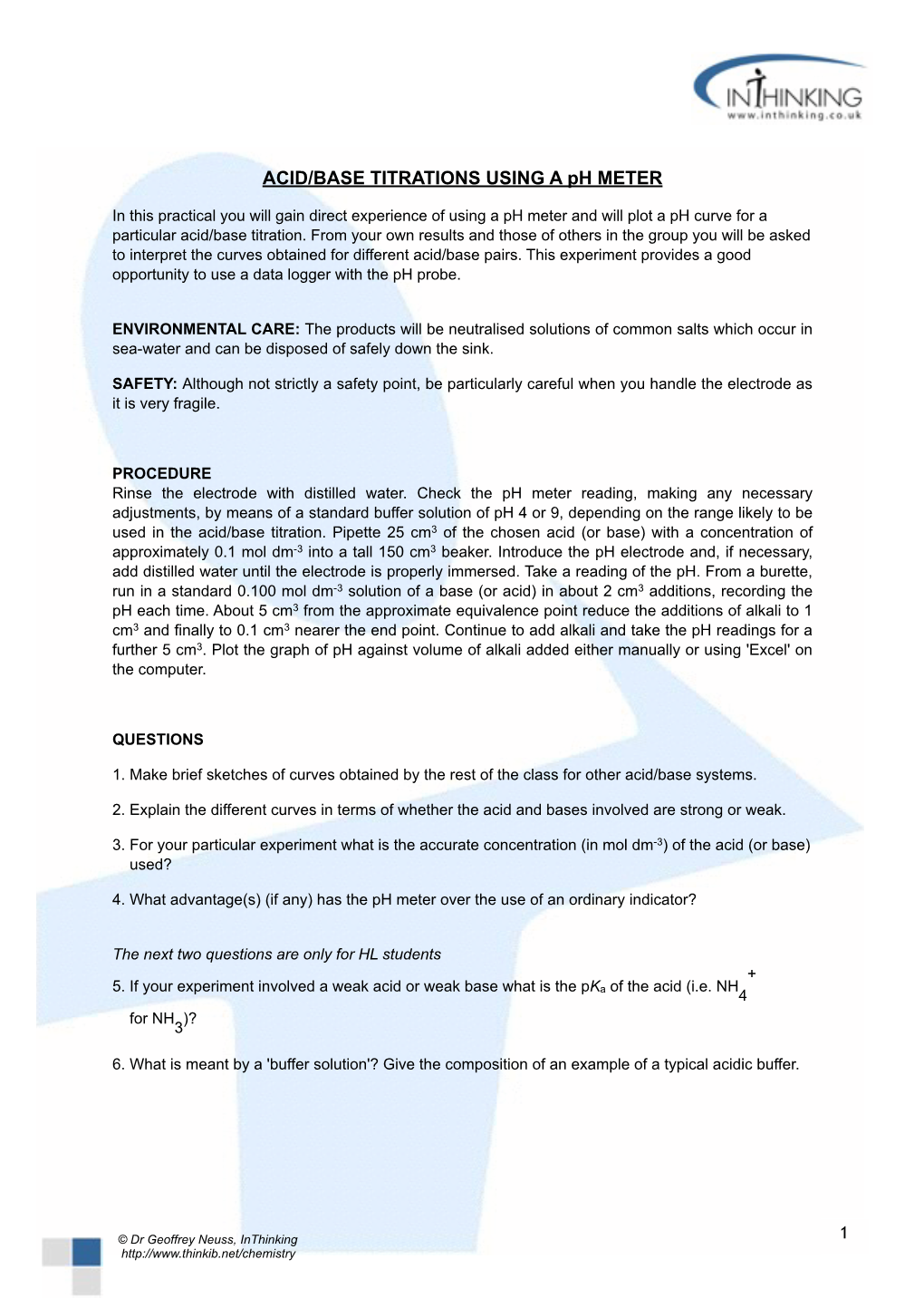 Ph Meter Titrations