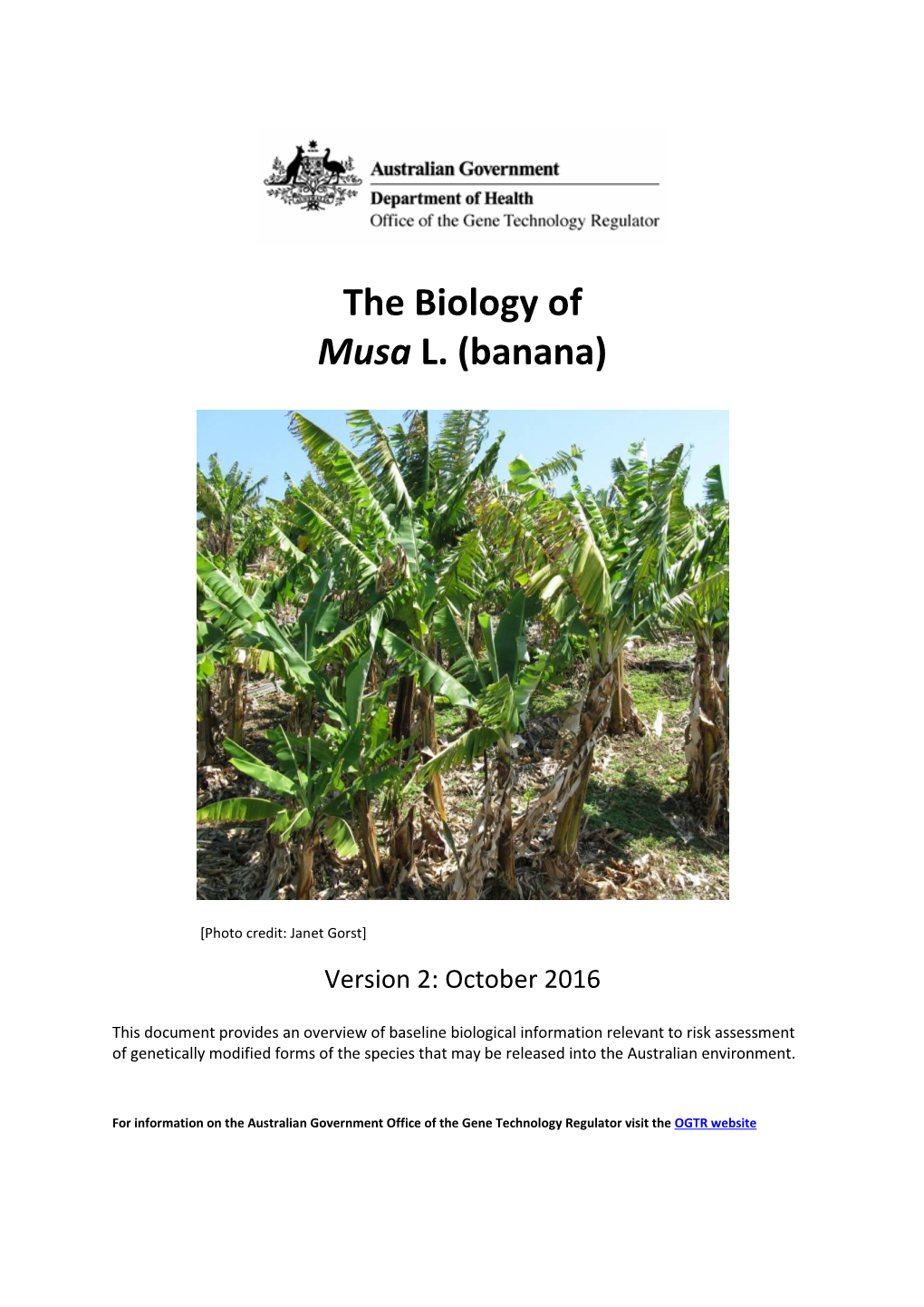 The Biology of Musa L (Banana) 2016