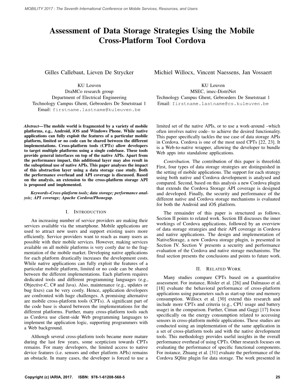 Assessment of Data Storage Strategies Using the Mobile Cross-Platform Tool Cordova