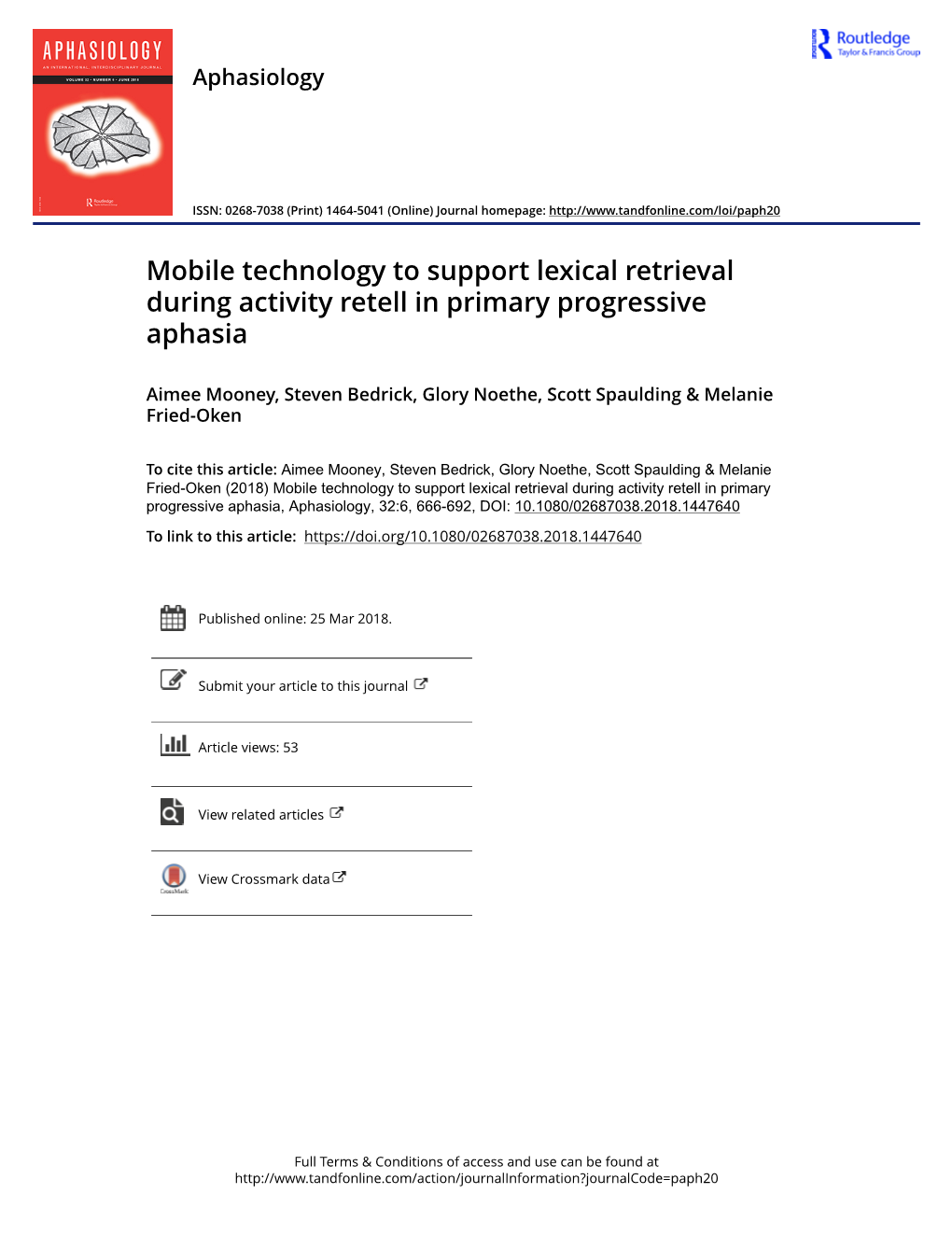 Mobile Technology to Support Lexical Retrieval During Activity Retell in Primary Progressive Aphasia