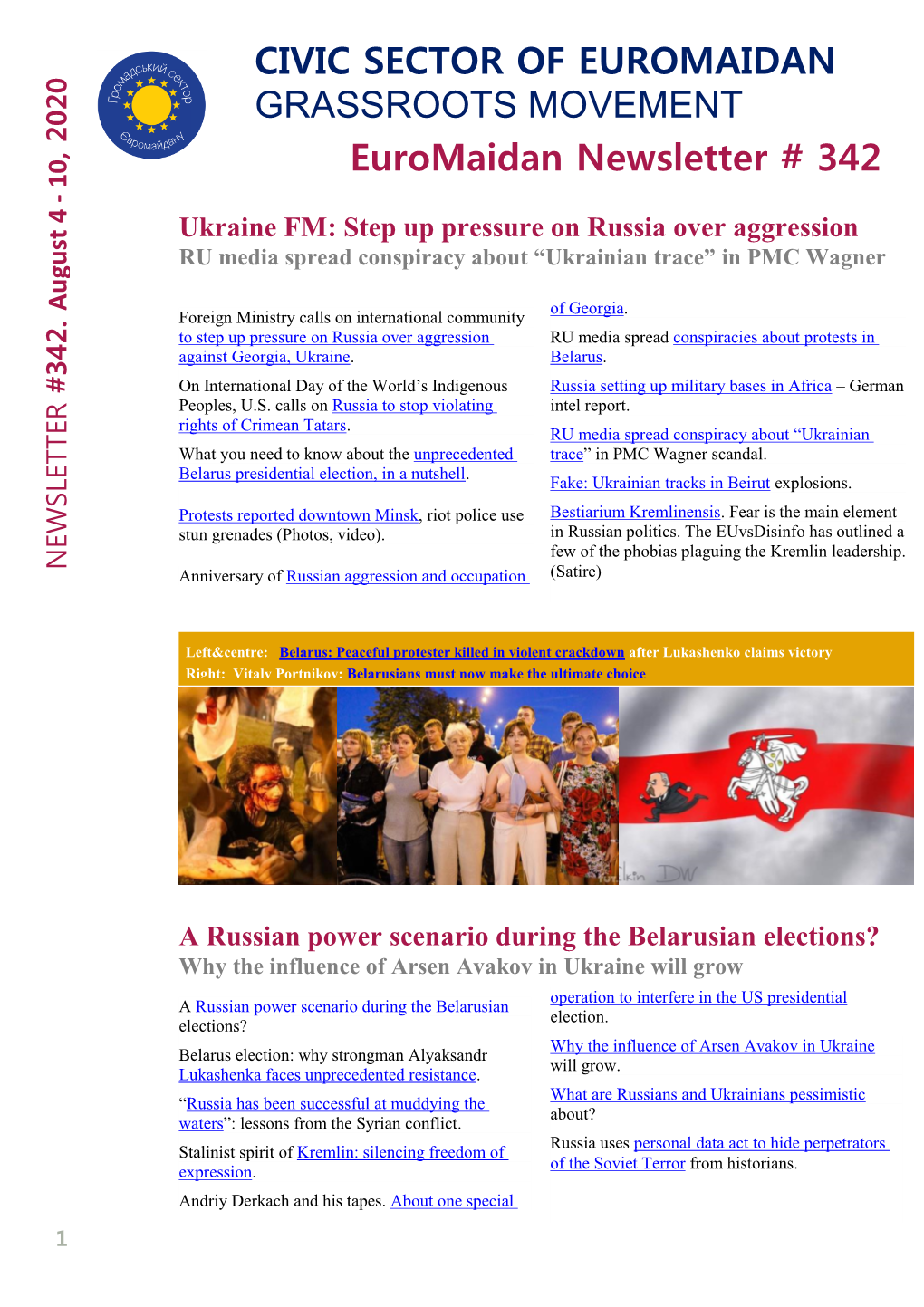 Euromaidan Newsletter # 342 CIVIC SECTOR OF