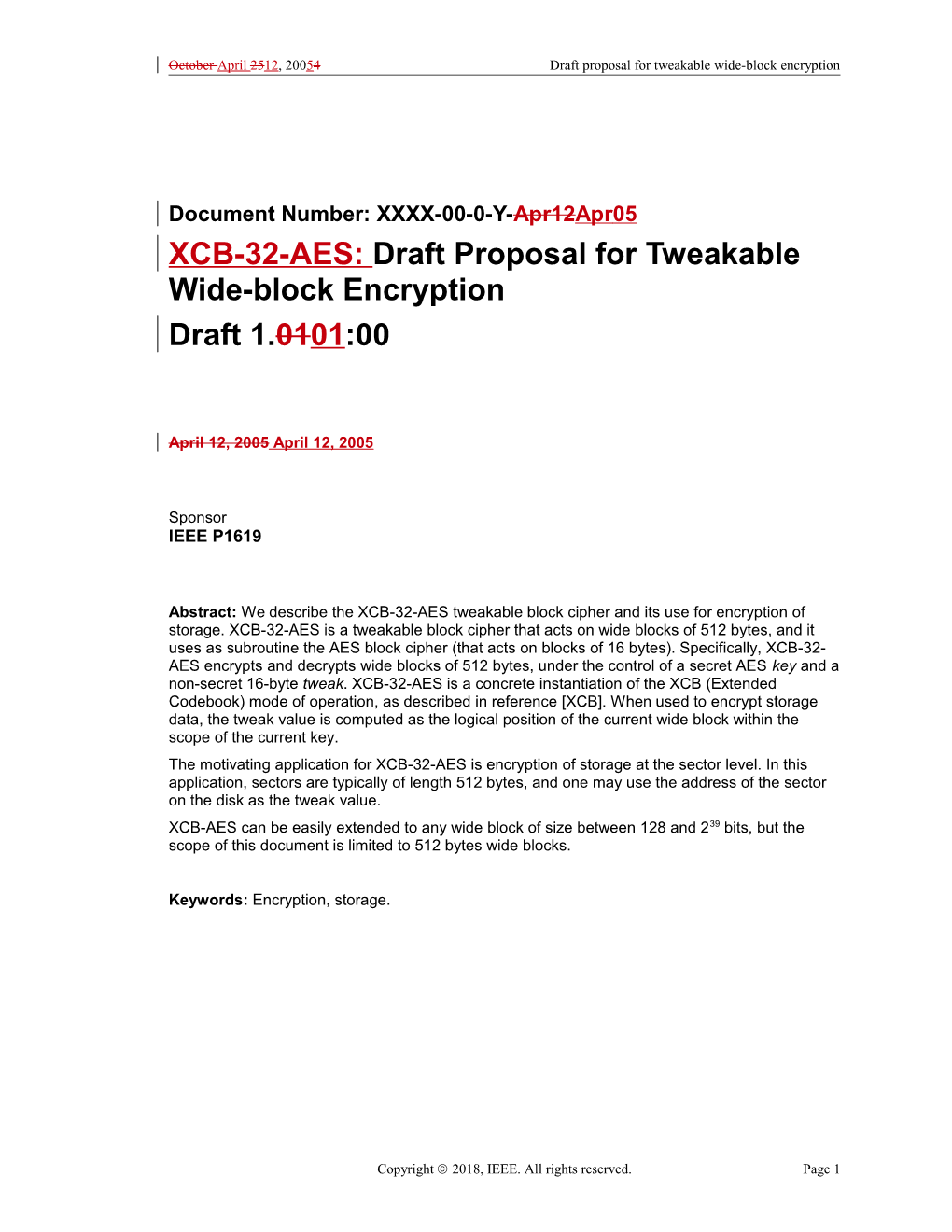 Draft Proposal for Tweakable Wide-Block Encryption