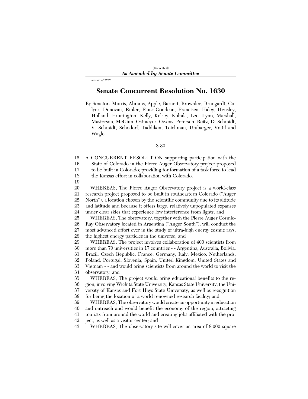 Senate Concurrent Resolution No. 1630