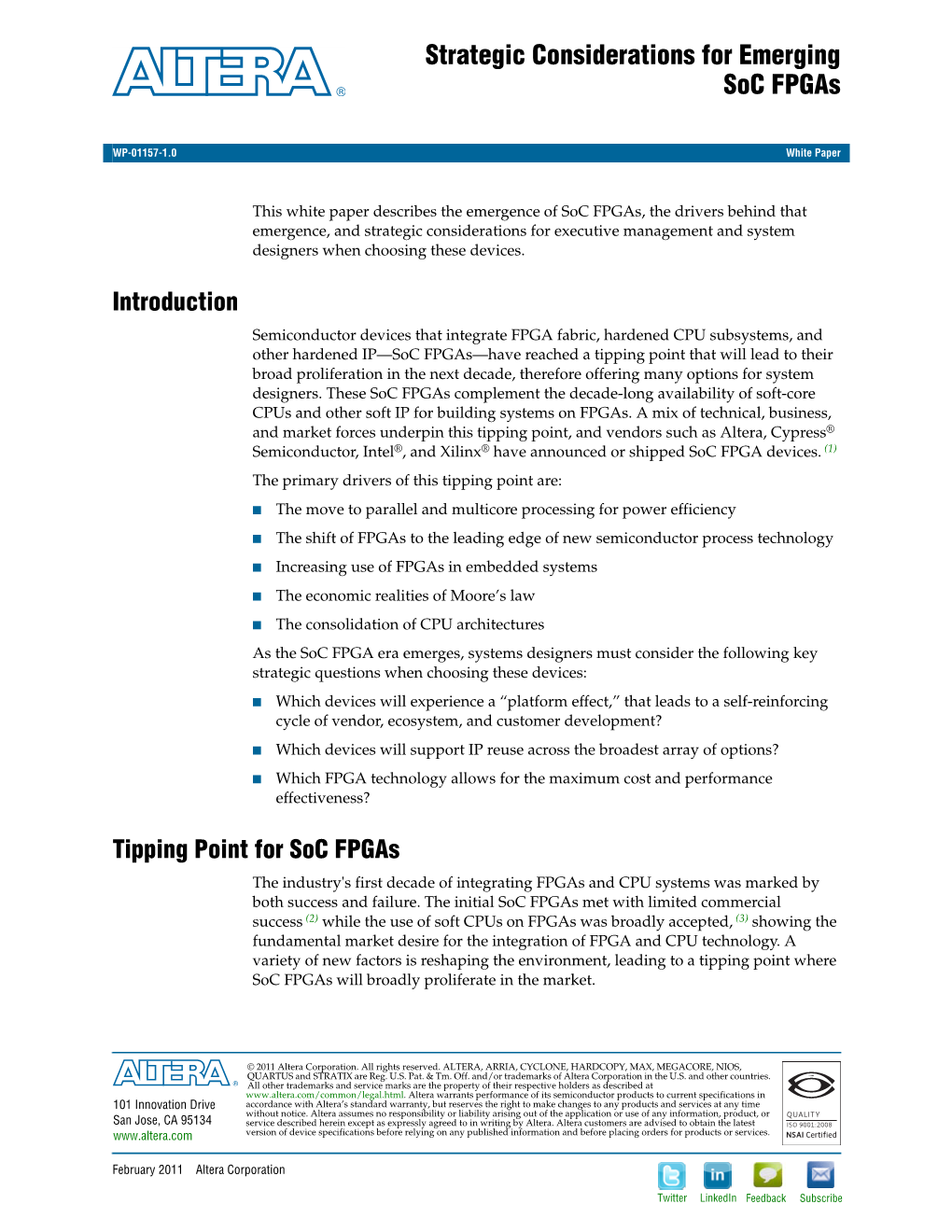 Strategic Considerations for Emerging Soc Fpgas