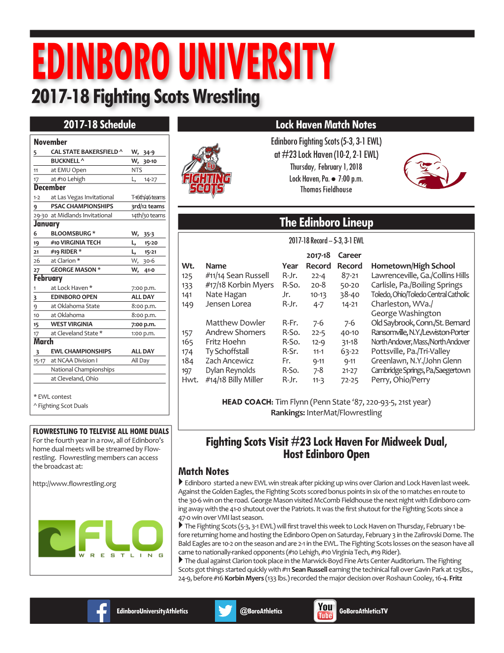 2017-18 Fighting Scots Wrestling