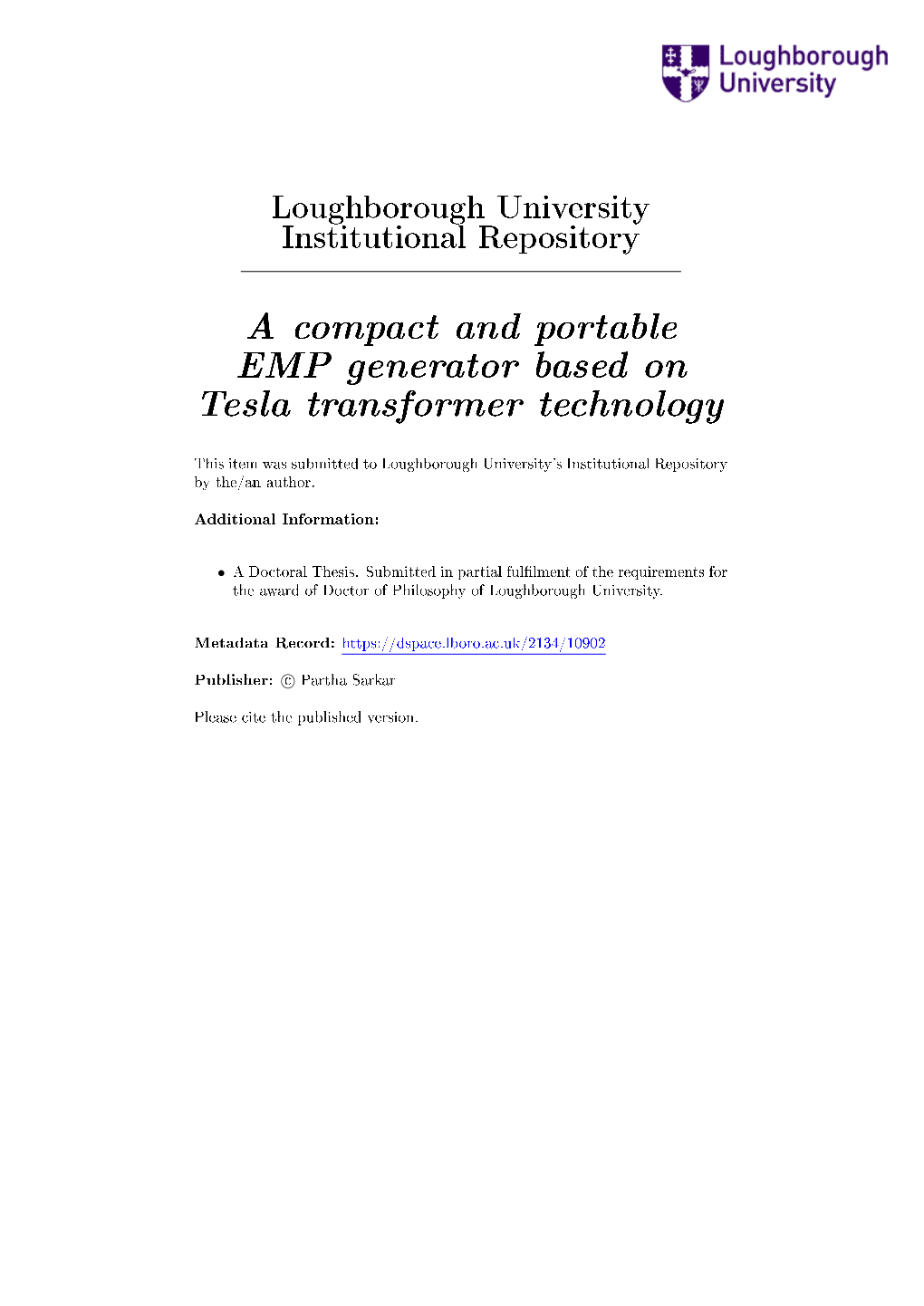 A Compact and Portable EMP Generator Based on Tesla Transformer Technology