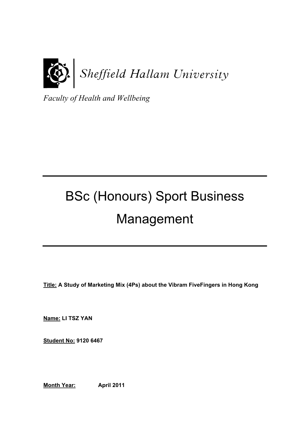 Bsc (Honours) Sport Business Management