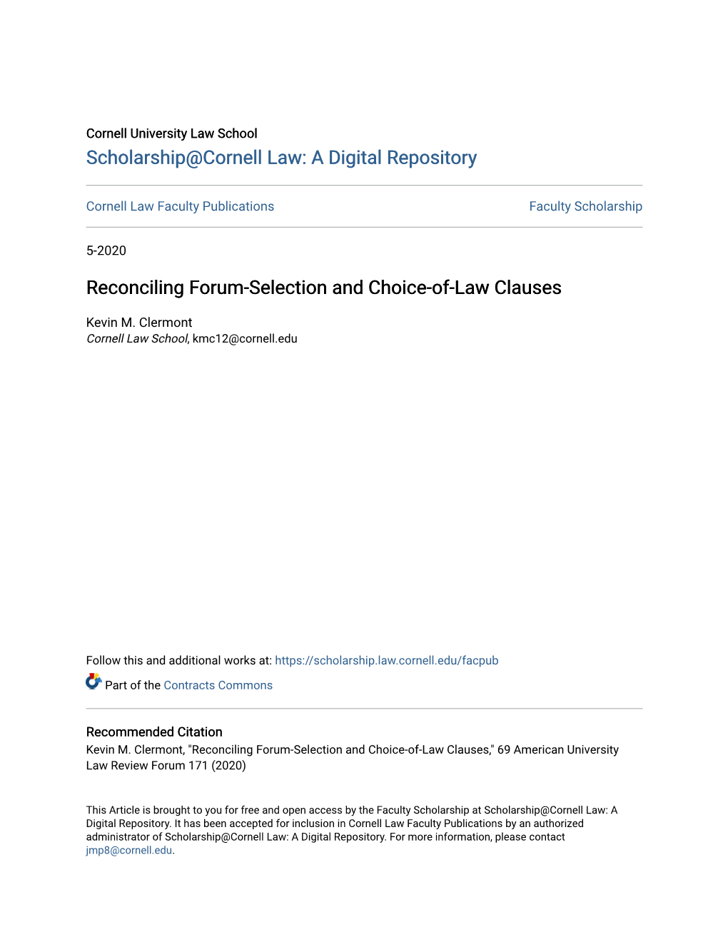 Reconciling Forum-Selection and Choice-Of-Law Clauses