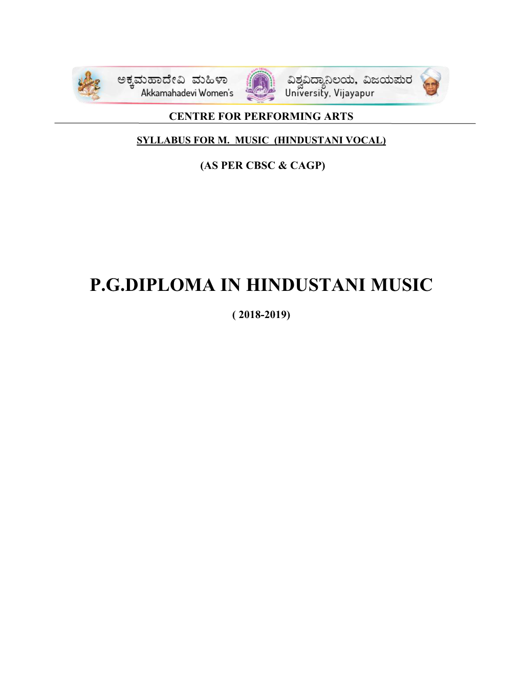 PG Diploma in Hindustani Music 2018-19 Onwards