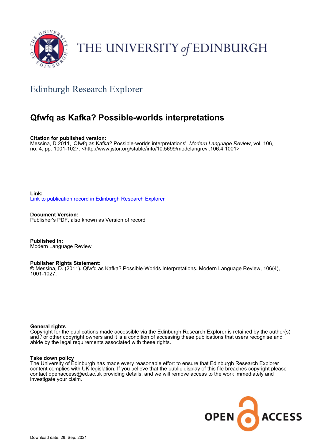 Qfwfq As Kafka? Possible-Worlds Interpretations