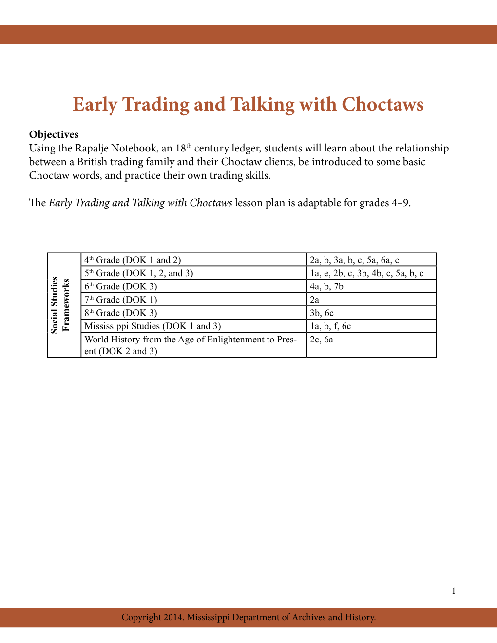 Early Trading and Talking with Choctaws