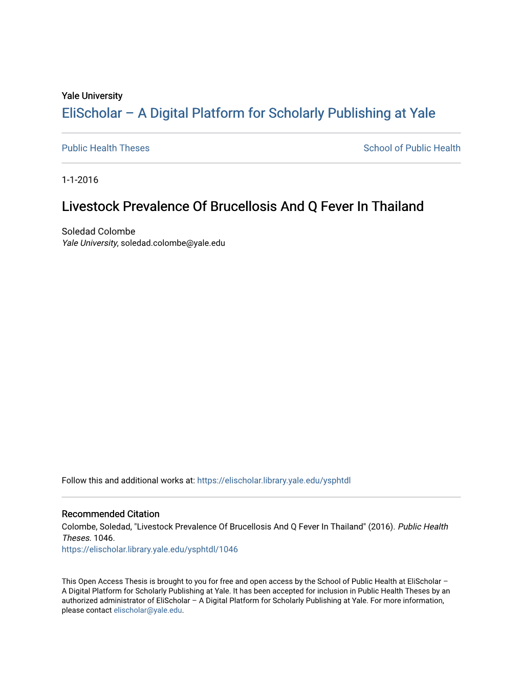 Livestock Prevalence of Brucellosis and Q Fever in Thailand