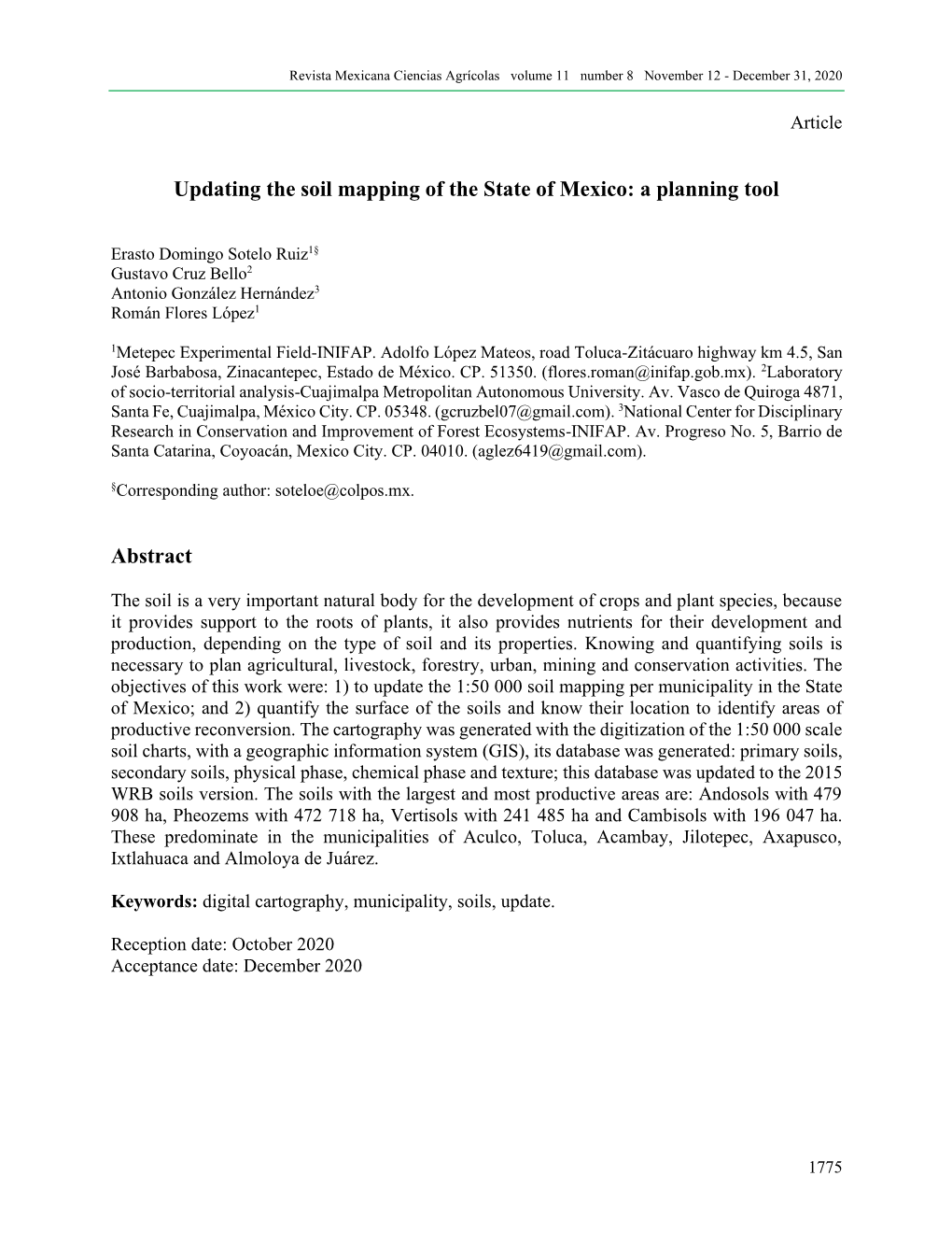 Updating the Soil Mapping of the State of Mexico: a Planning Tool