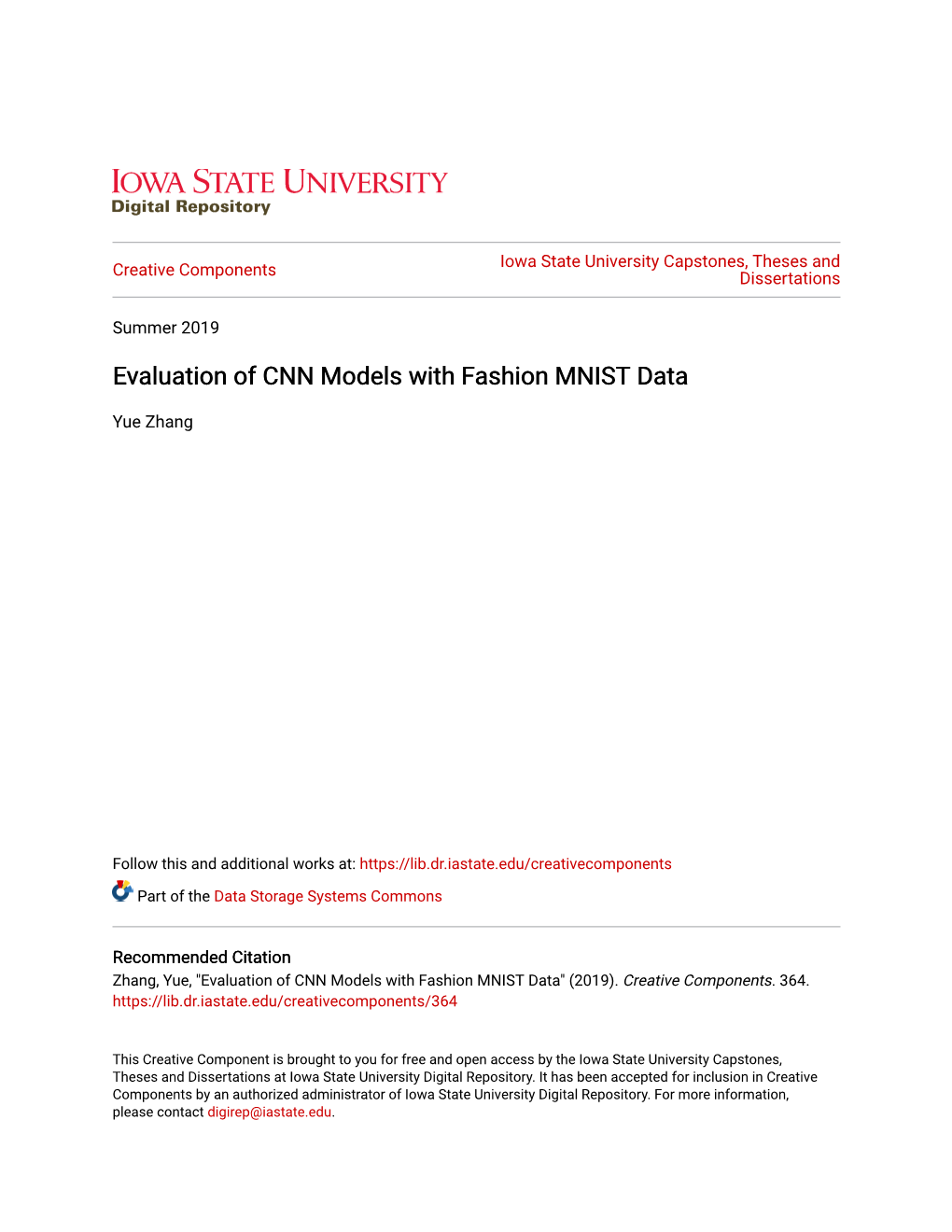 Evaluation of CNN Models with Fashion MNIST Data