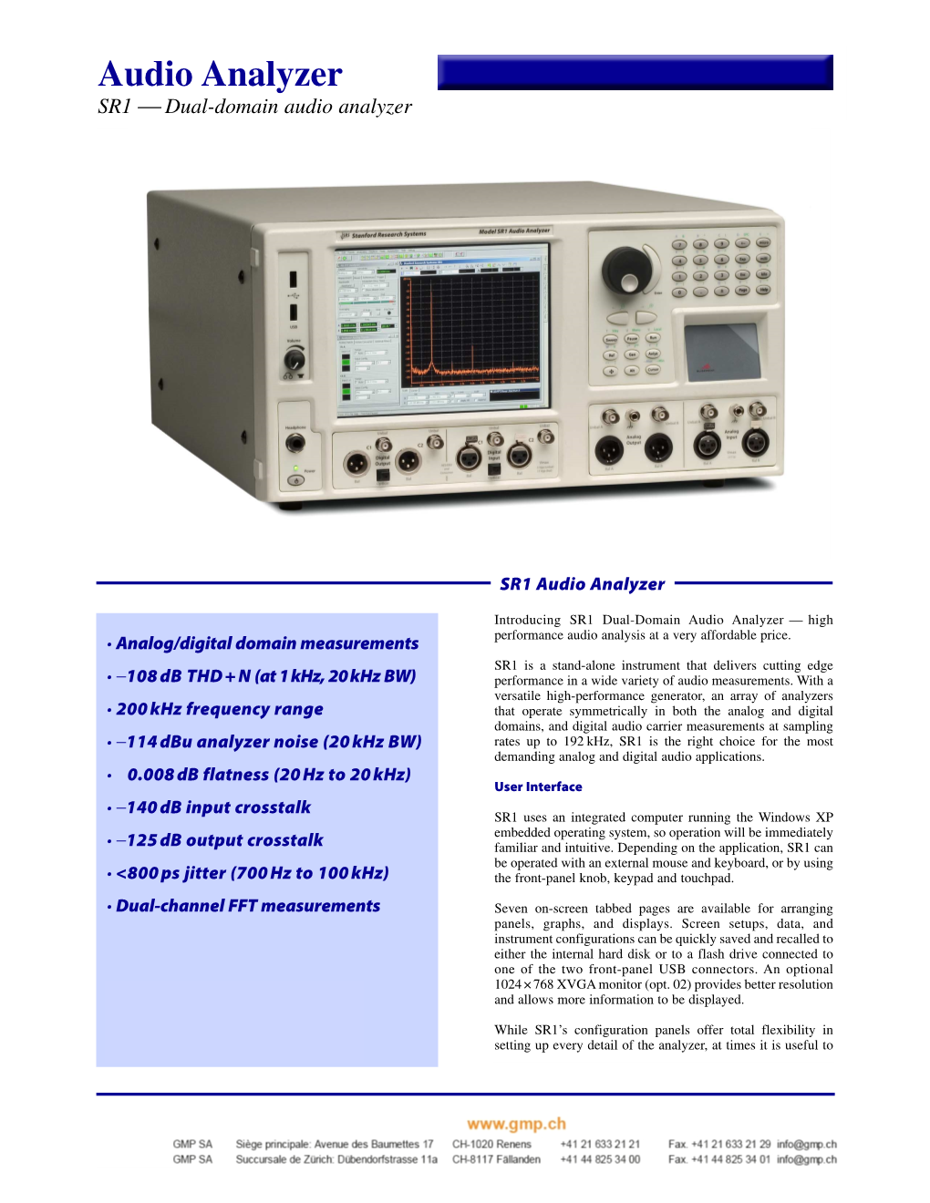 Audio Analyzer SR1  Dual-Domain Audio Analyzer