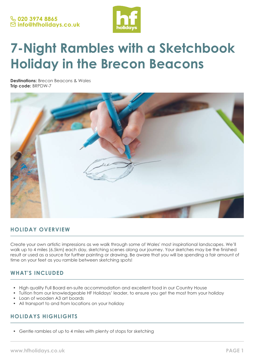 7-Night Rambles with a Sketchbook Holiday in the Brecon Beacons