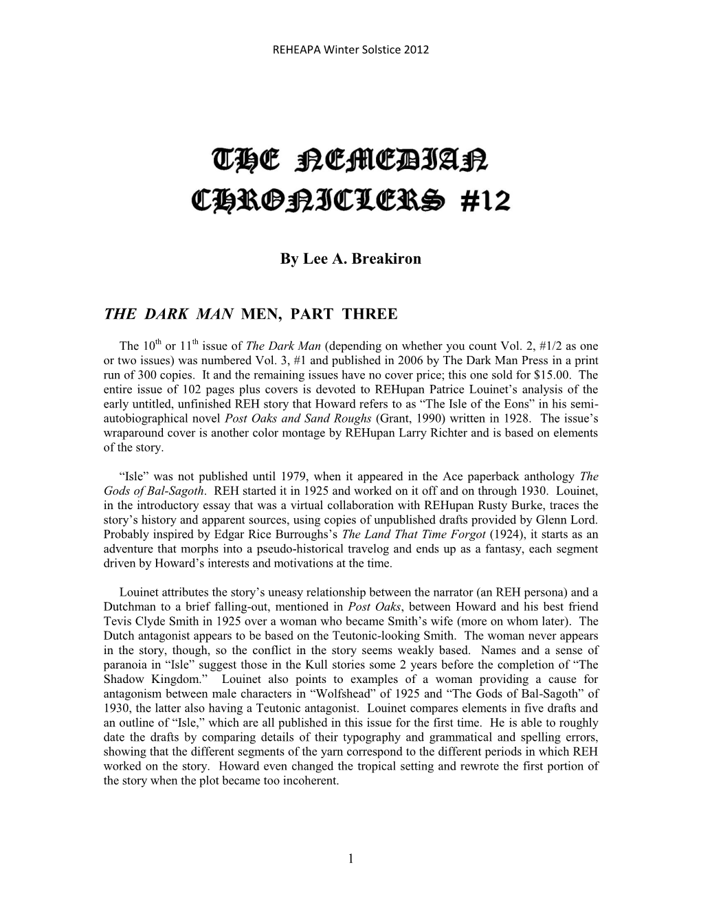 The Nemedian Chroniclers #12 [WS12]