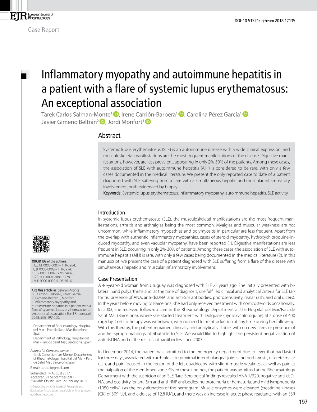 Inflammatory Myopathy and Autoimmune Hepatitis in a Patient