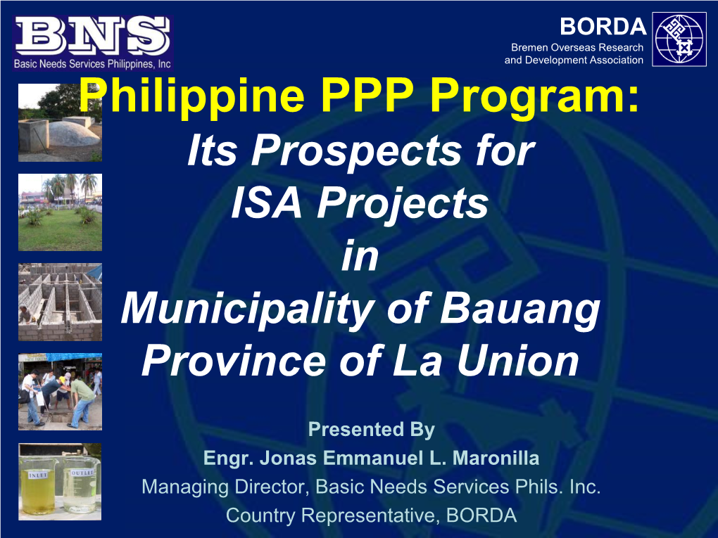 Philippine PPP Program: Its Prospects for ISA Projects in Municipality of Bauang Province of La Union