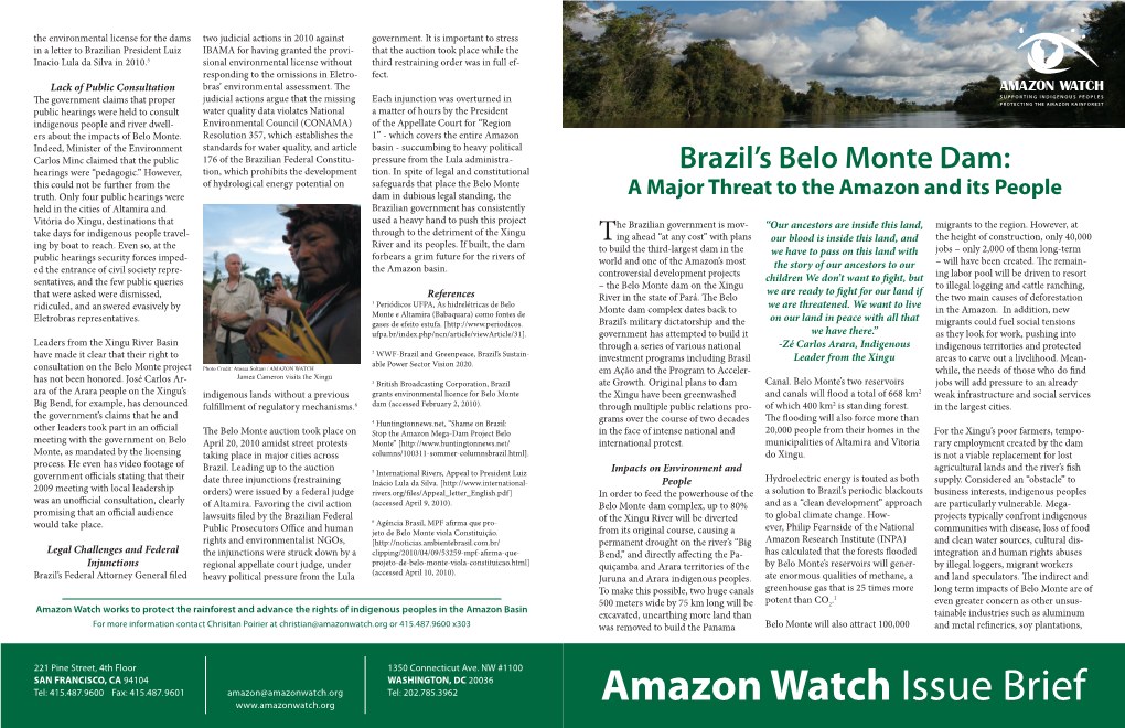 Belo Monte Dam Issue Brief