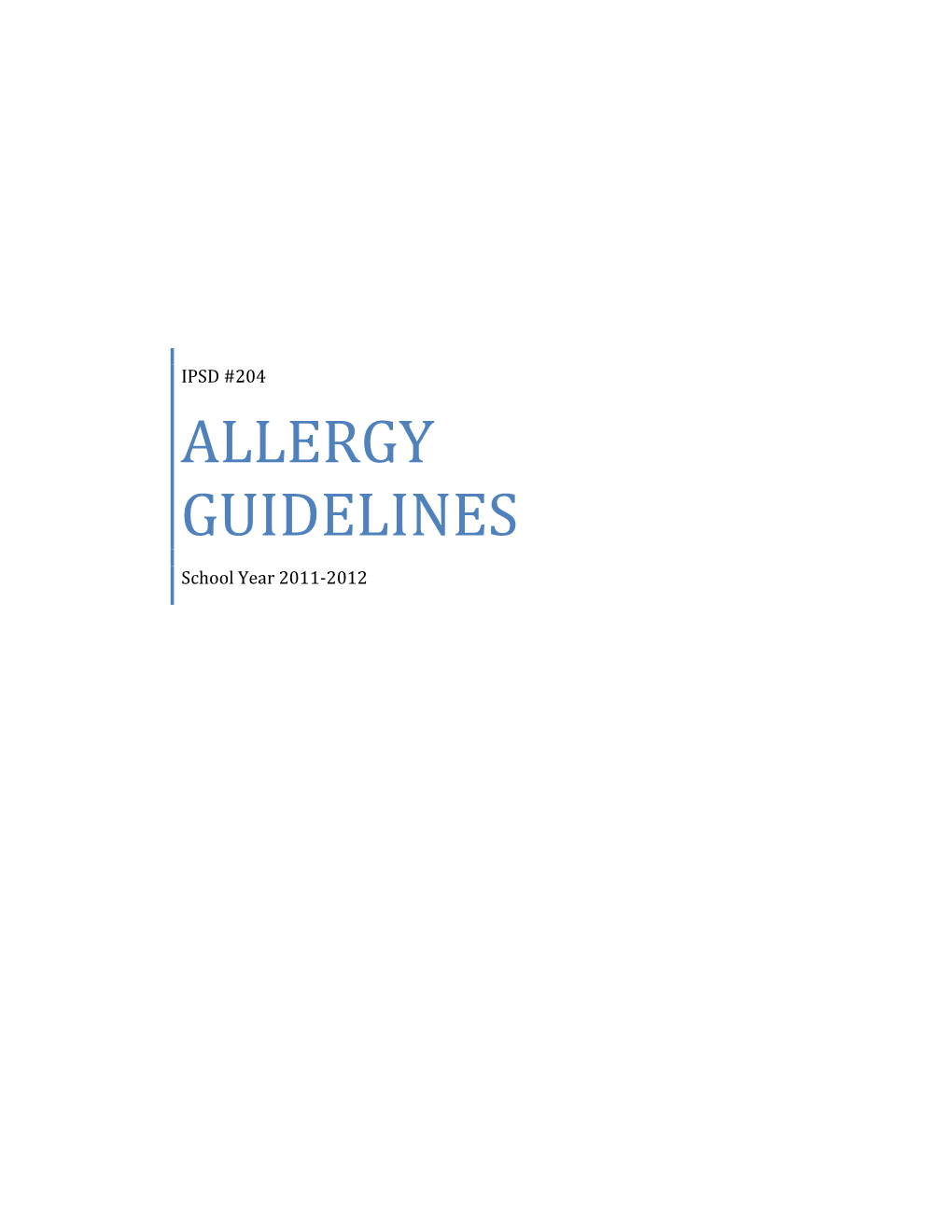 Allergy Guidelines