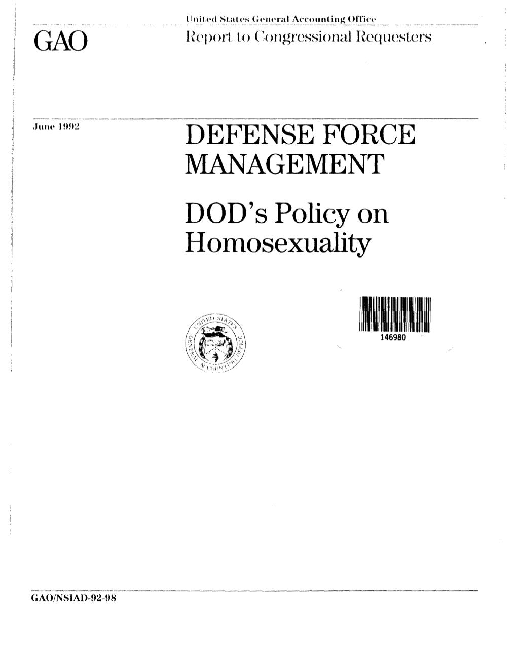 DOD's Policy on Homosexuality