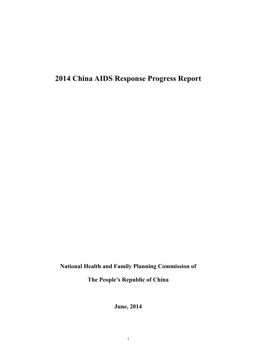 2014 China AIDS Response Progress Report