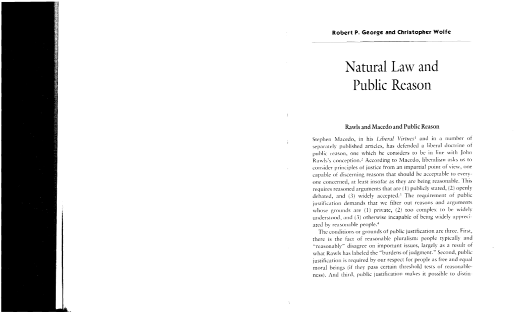 Natural Law and Public Reason