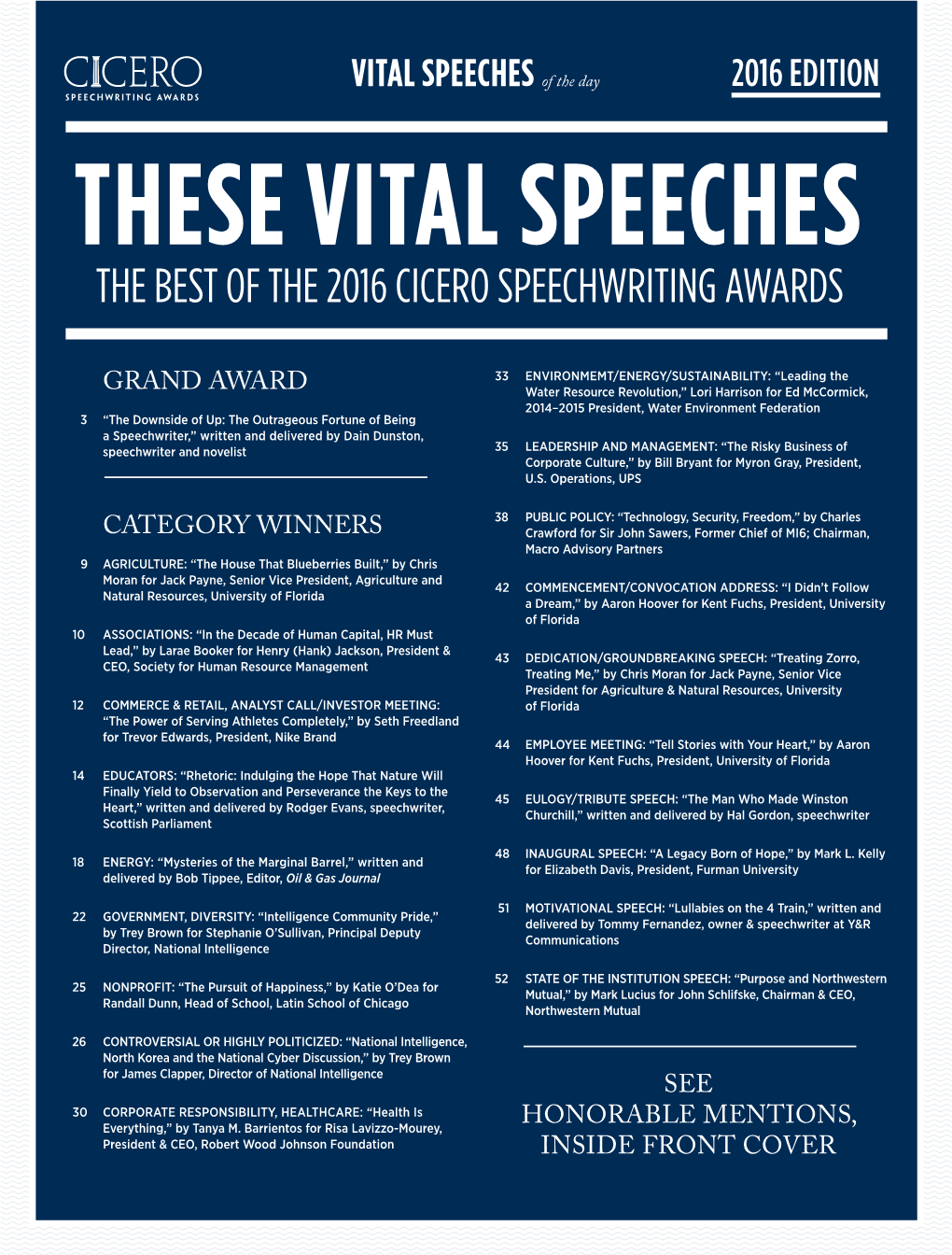 The Best of the 2016 Cicero Speechwriting Awards