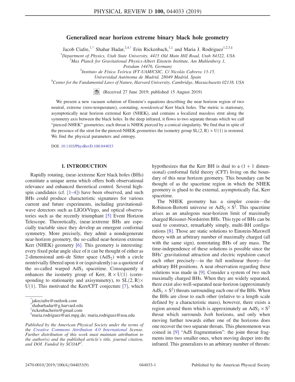 Generalized Near Horizon Extreme Binary Black Hole Geometry