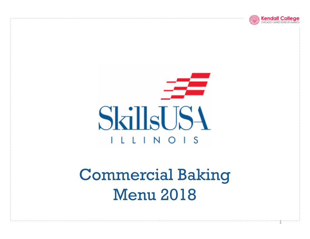 Commercial Baking Menu 2018