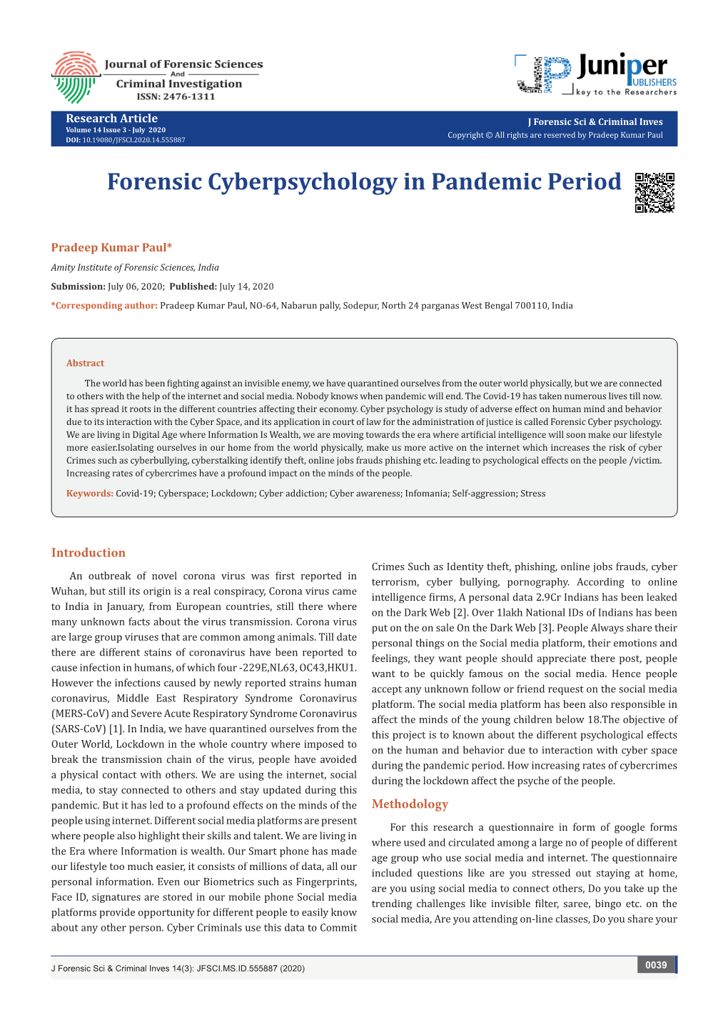 Forensic Cyberpsychology in Pandemic Period
