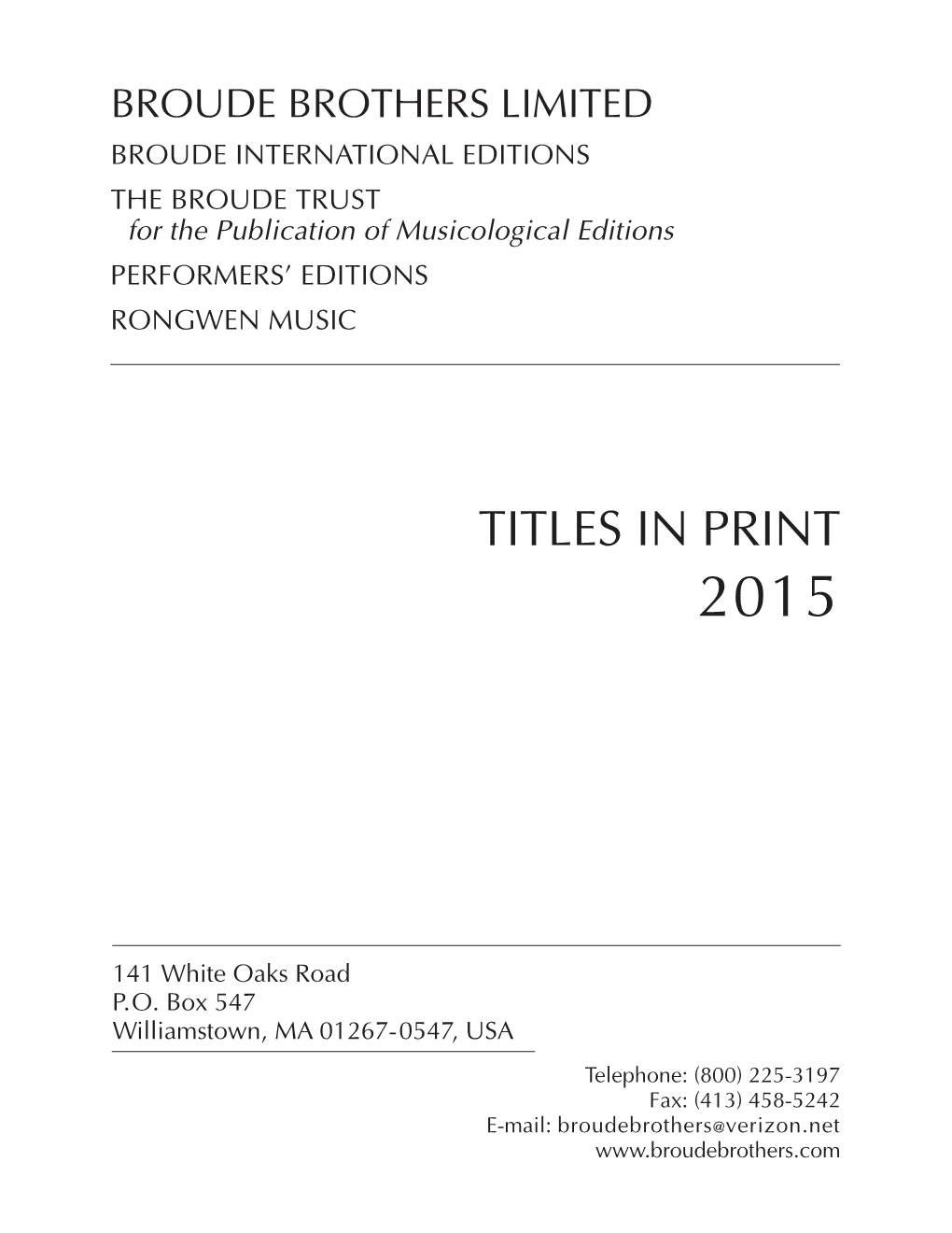 Titles in Print 2015