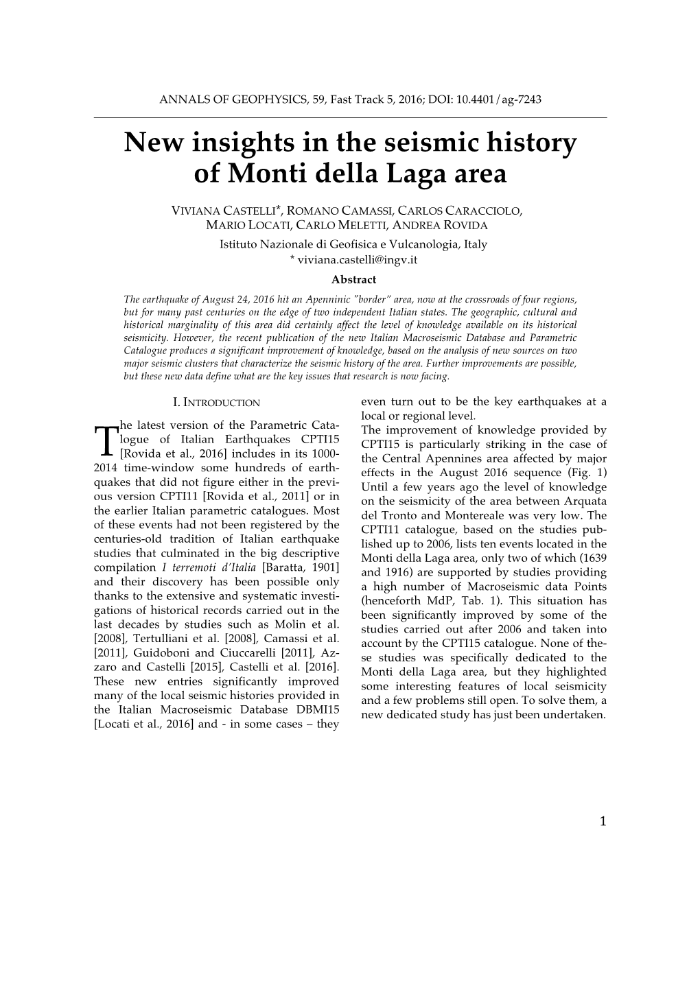 New Insights in the Seismic History of Monti Della Laga Area