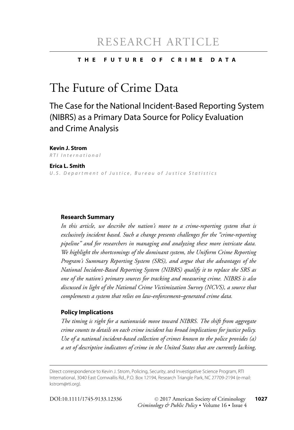 The Future of Crime Data