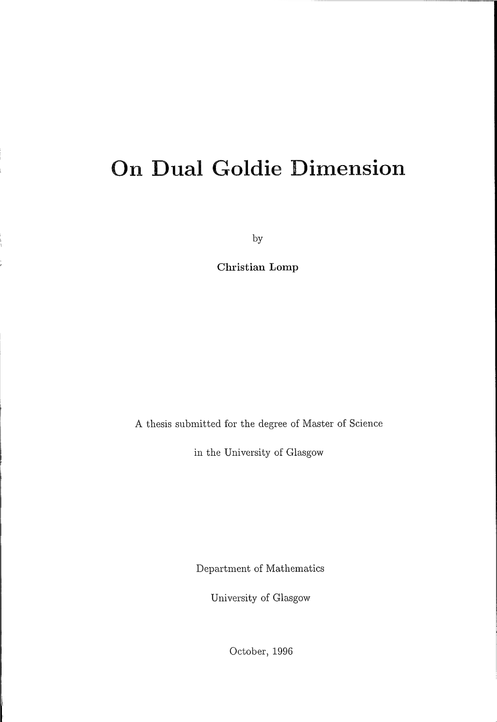 On Dual Goldie Dimension