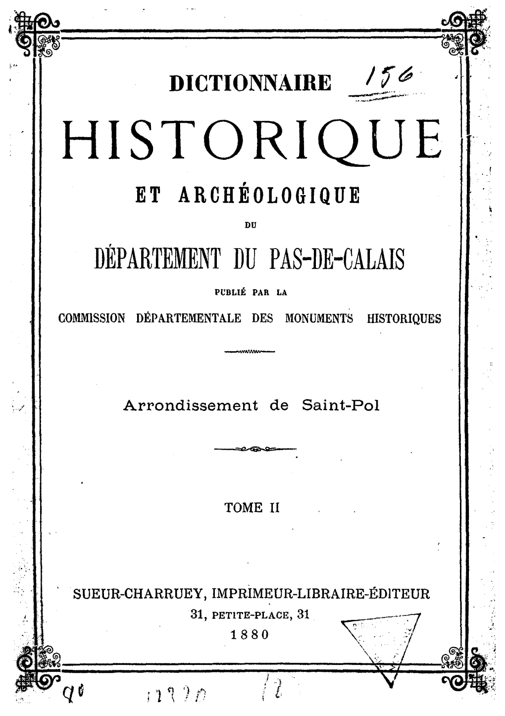 Dictionnaire Historique Et Archéologique Du Pas-De-Calais