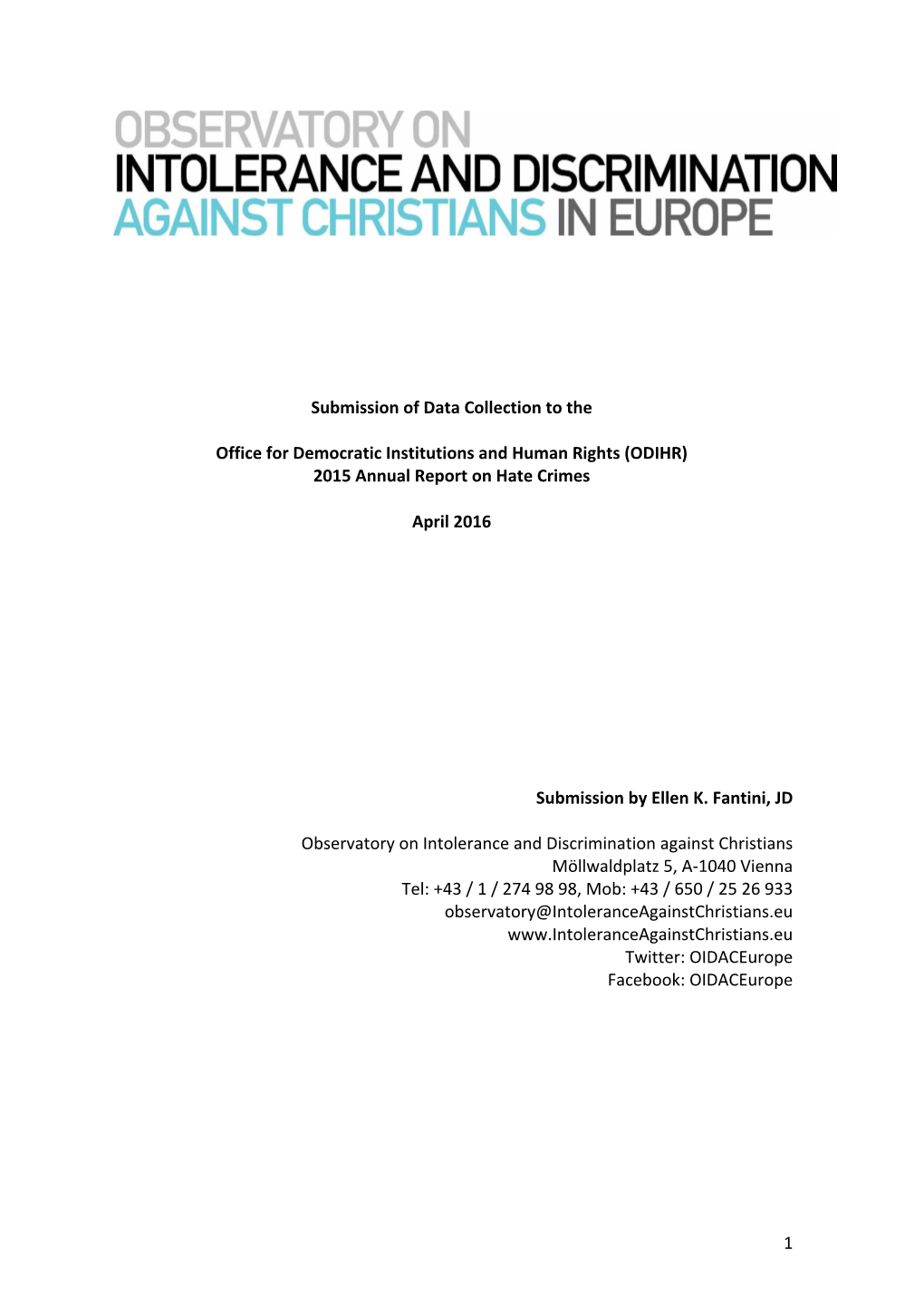ODIHR Hate Crimes Report Submission Observatory 2015