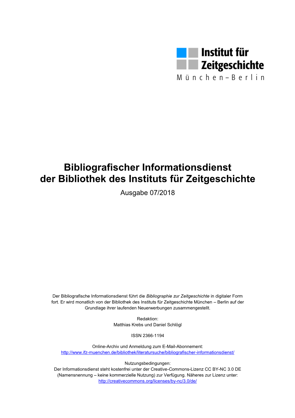 Bibliografischer Informationsdienst 07/2018