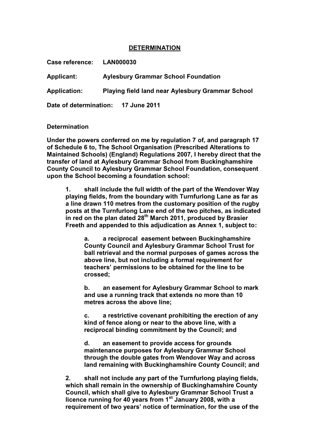 Aylesbury Grammar School Foundation Application