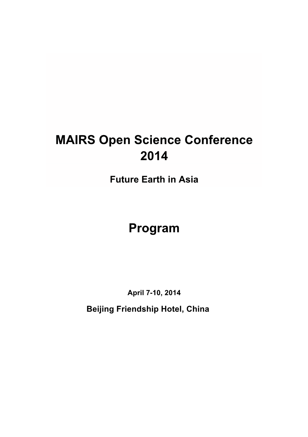 MAIRS Open Science Conference 2014 Program