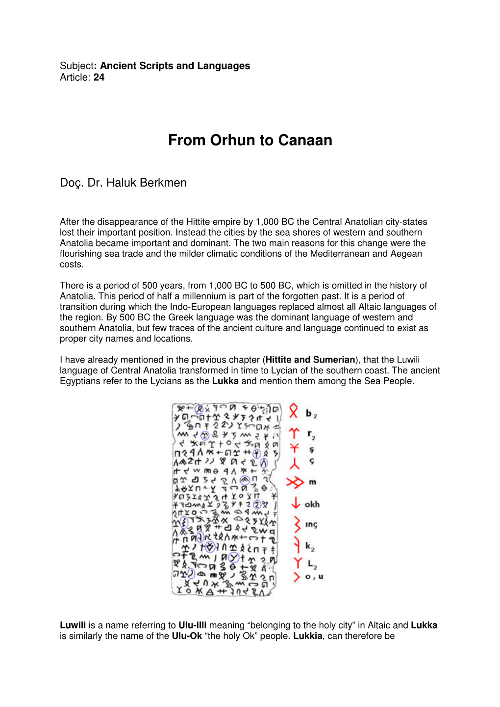 From Orhun to Canaan