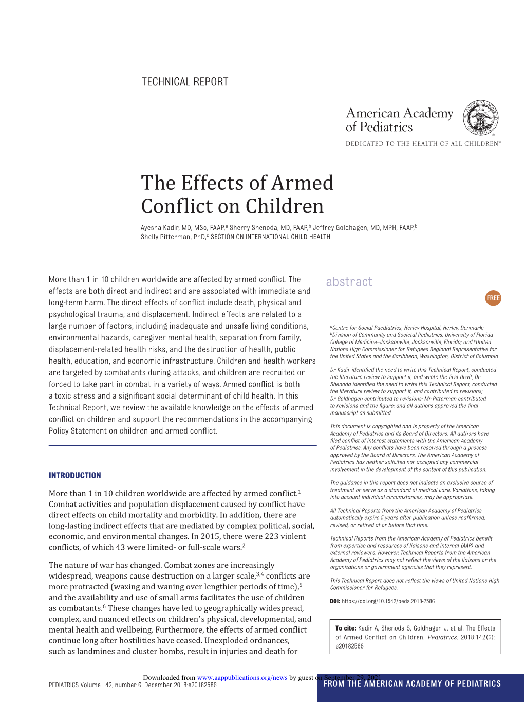 The Effects of Armed Conflict on Children