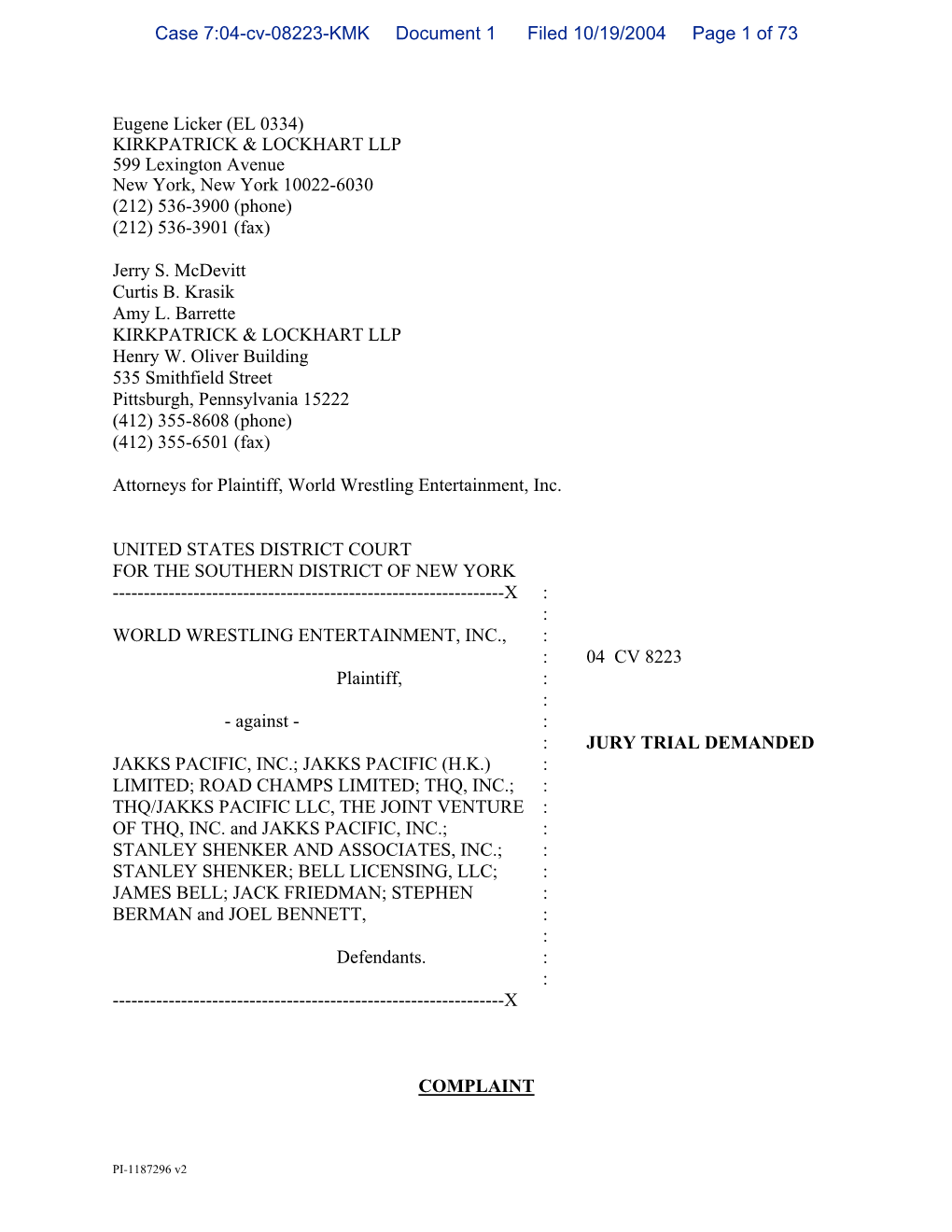 Case 7:04-Cv-08223-KMK Document 1 Filed 10/19/2004 Page 1 of 73