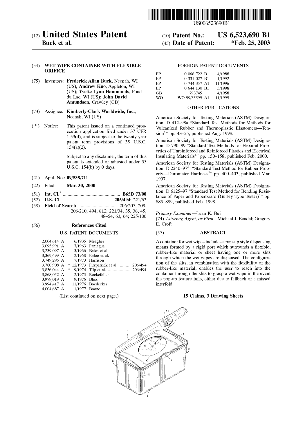 (12) United States Patent (10) Patent No.: US 6,523,690 B1 Buck Et Al