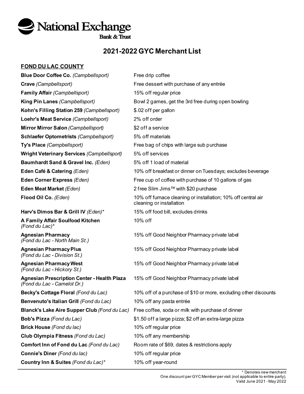 2021-2022 GYC Merchant List