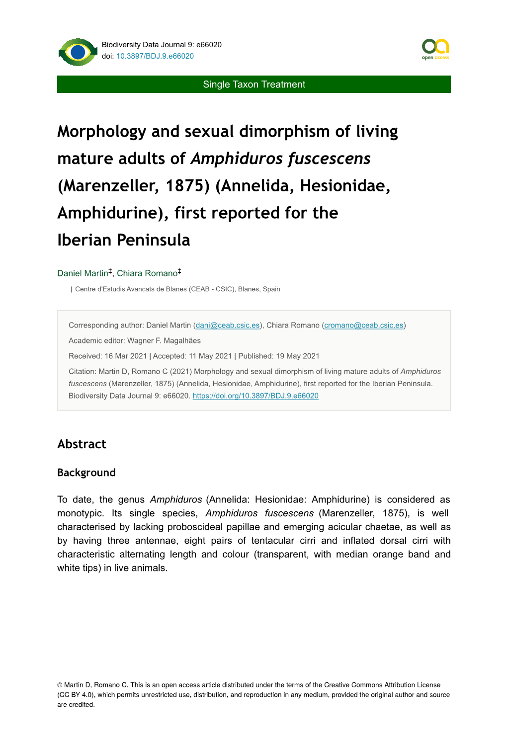 Morphology and Sexual Dimorphism of Living