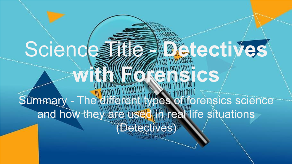 Crime Scene Forensics