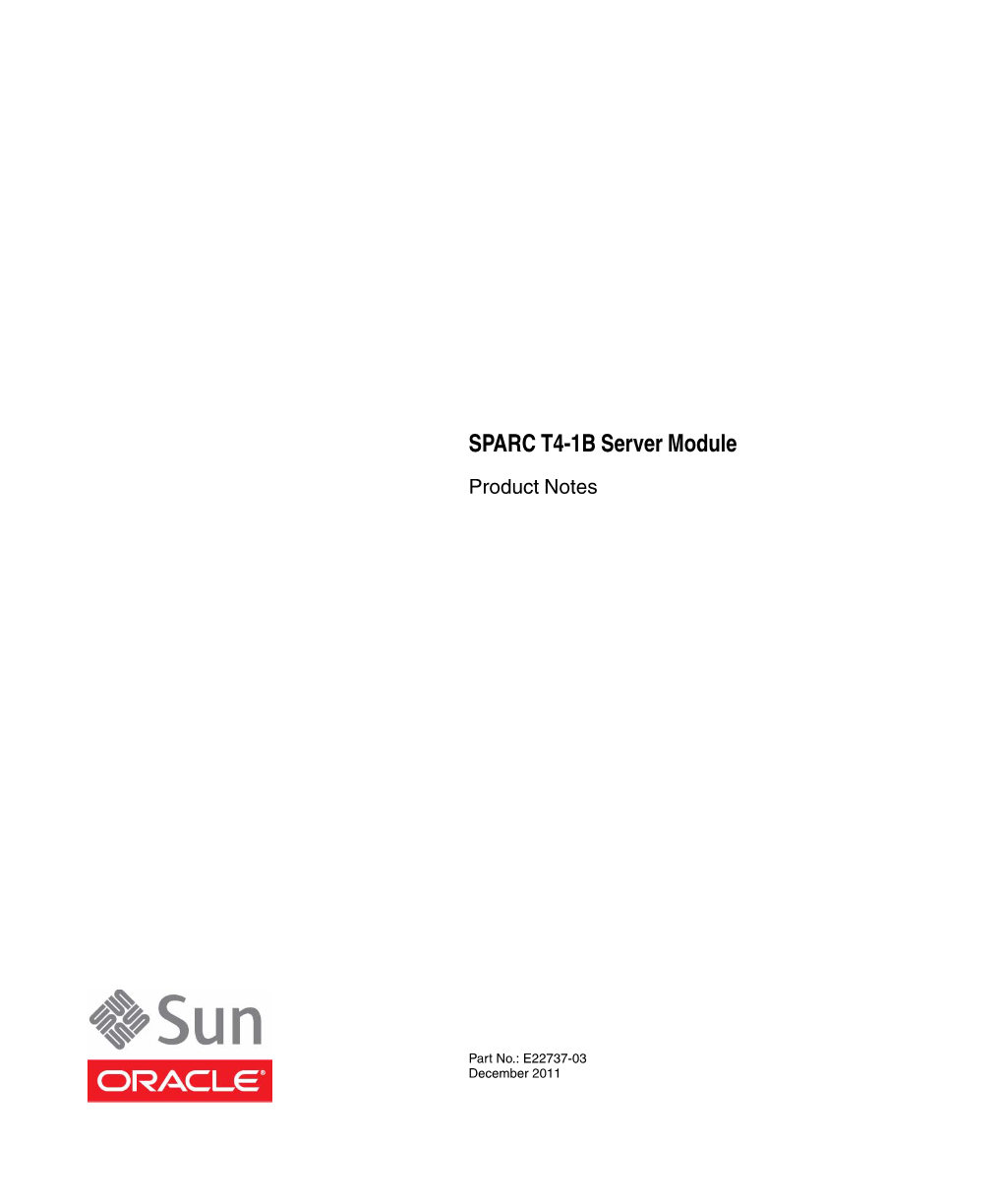 SPARC T4-1B Server Module Product Notes