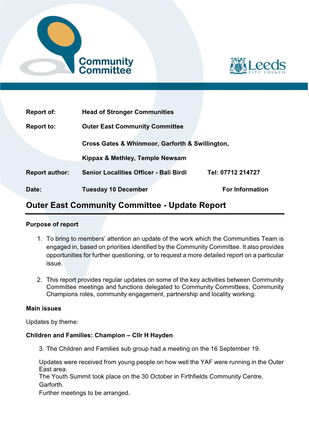 Outer East Community Committee